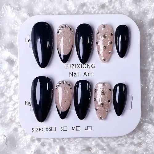 Midnight Champagne Press-On Nails (24 pcs) - Nail Glue Stickers Included